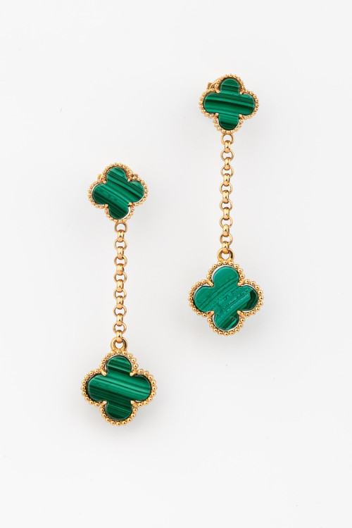 Серьги из золота c малахитом