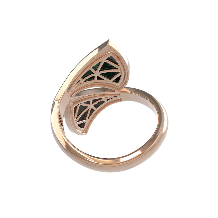 Кольцо из золота c малахитом и перламутром