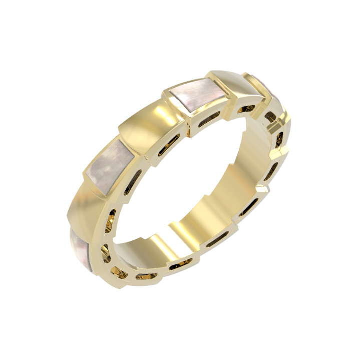 Кольцо из лимонного золота c перламутром