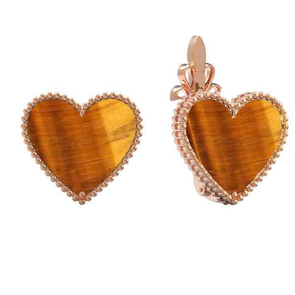 Серьги из золота c тигровым глазом