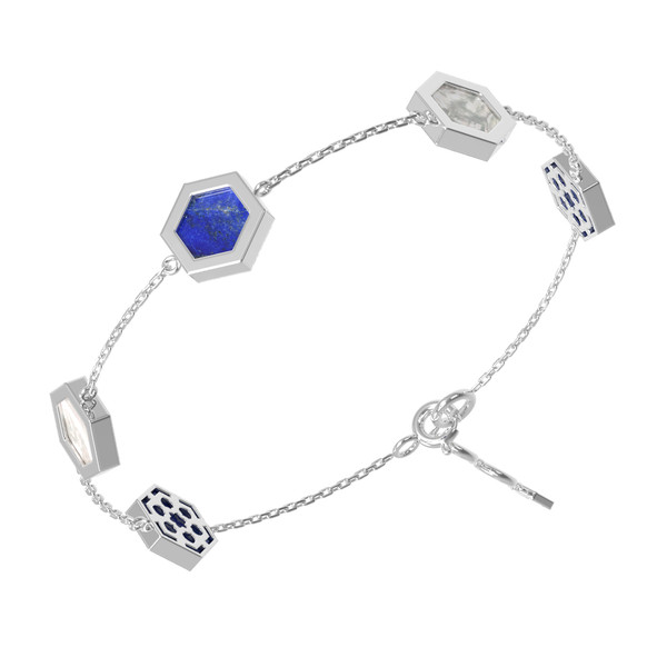 Браслет из белого золота c лазуритом и перламутром