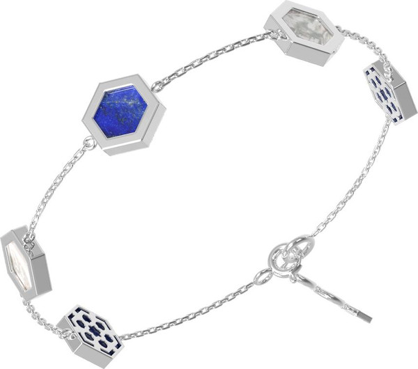 Браслет из белого золота c лазуритом и перламутром