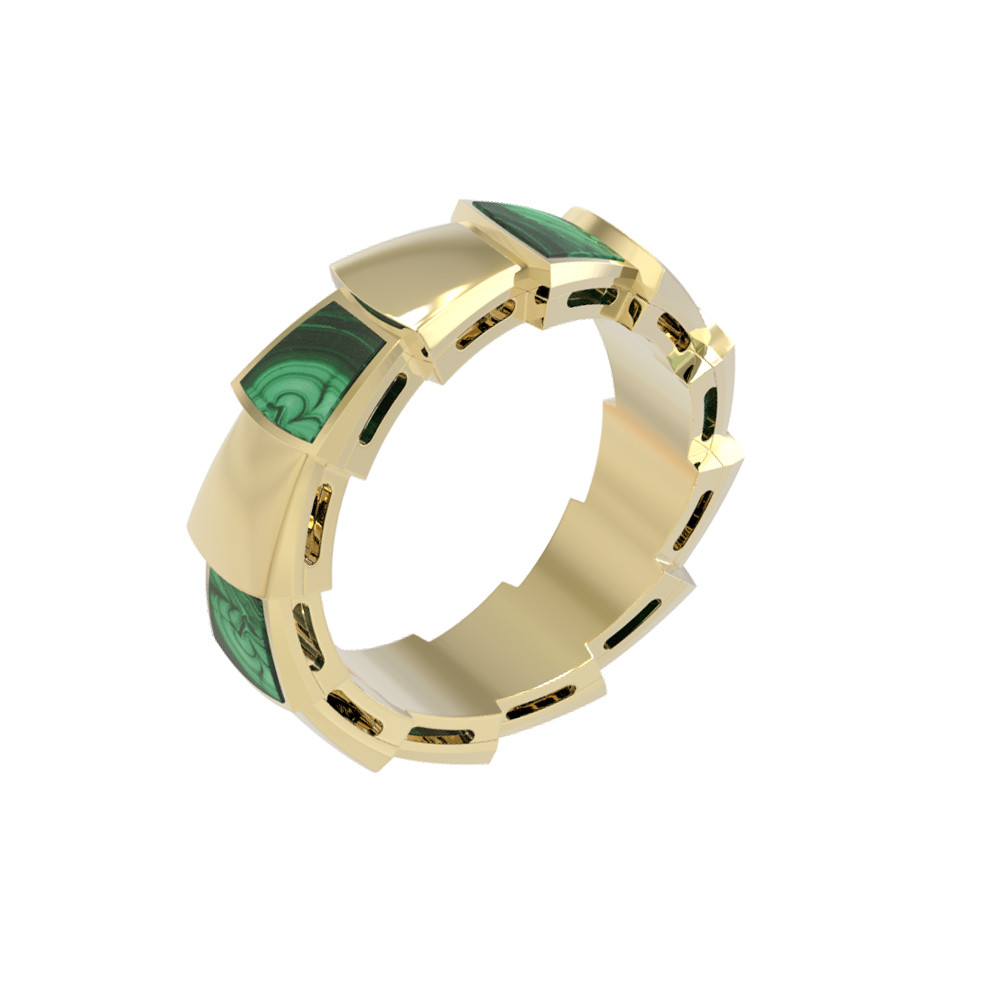 Кольцо из лимонного золота c малахитом