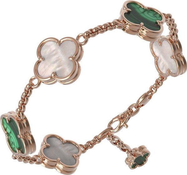 Браслет из золота c малахитом и перламутром