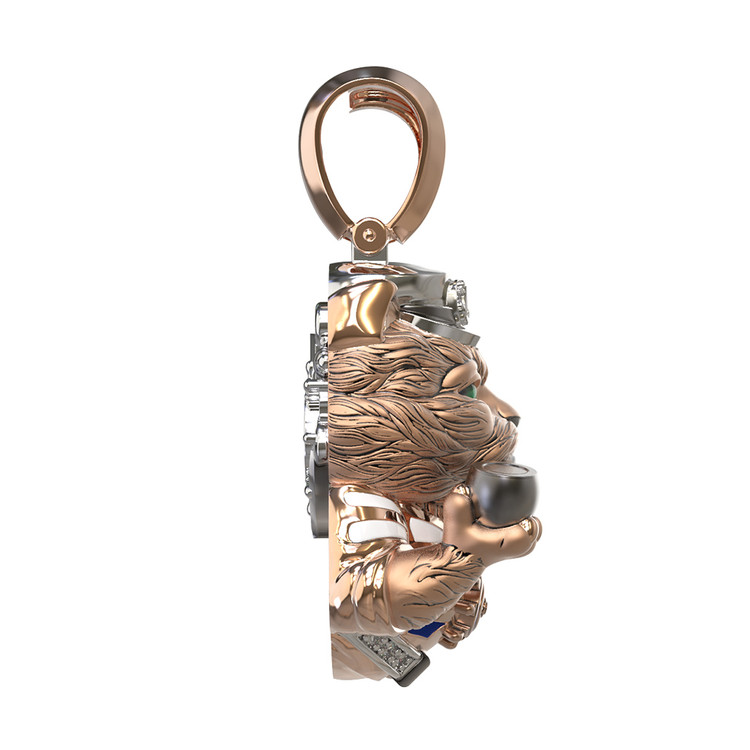 Подвеска из золота c эмаль , бриллиантами и рубином