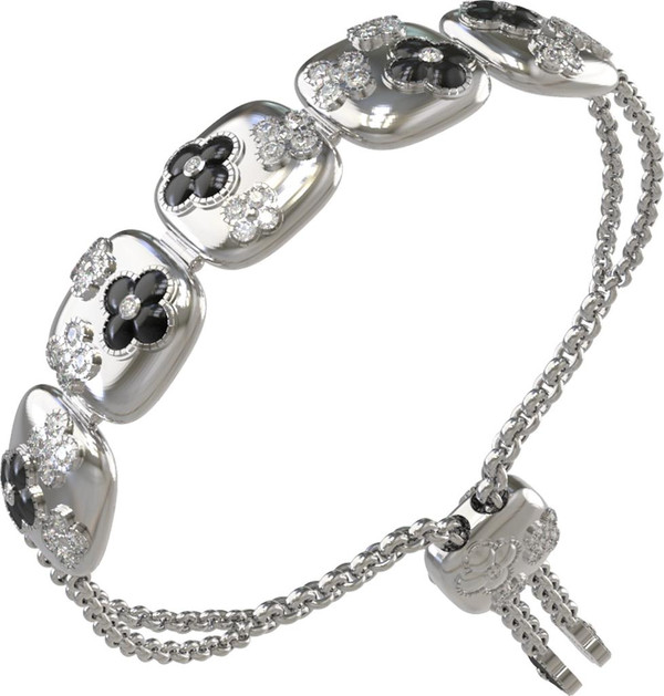 Браслет из белого золота c бриллиантами и ониксом