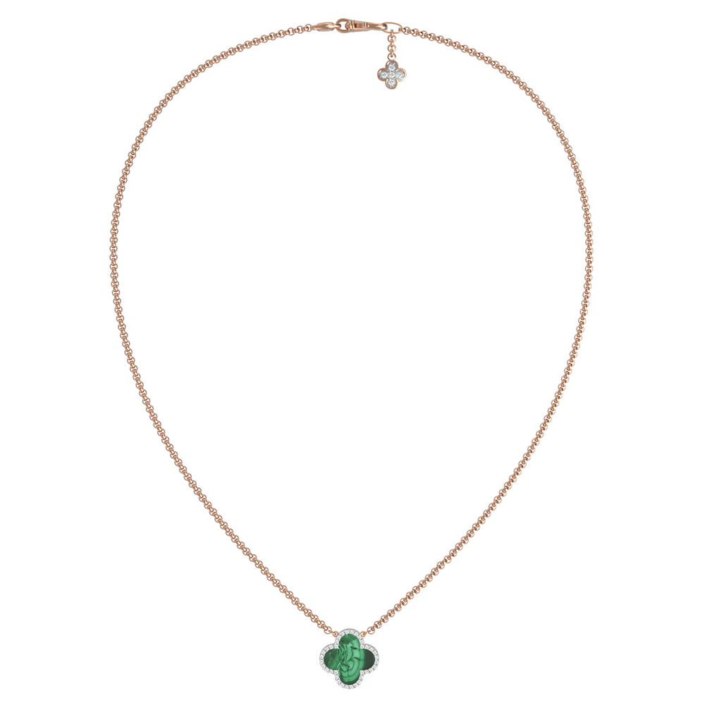 Колье из золота c бриллиантами и малахитом