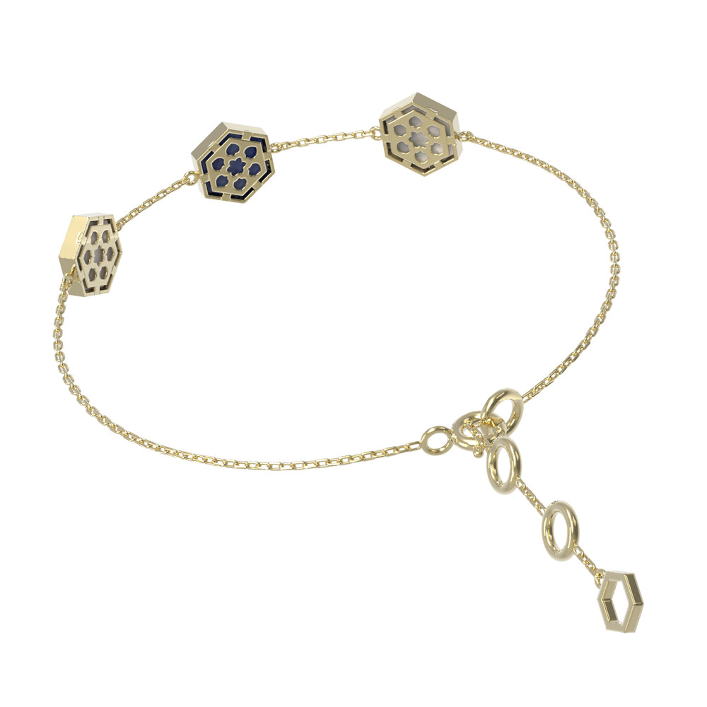 Браслет из лимонного золота c лазуритом и перламутром