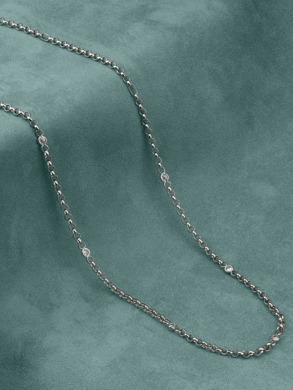 Цепь из белого золота c фианитом