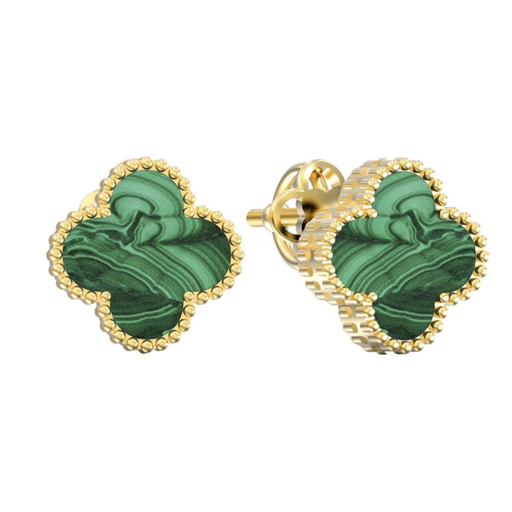 Серьги из лимонного золота c малахитом