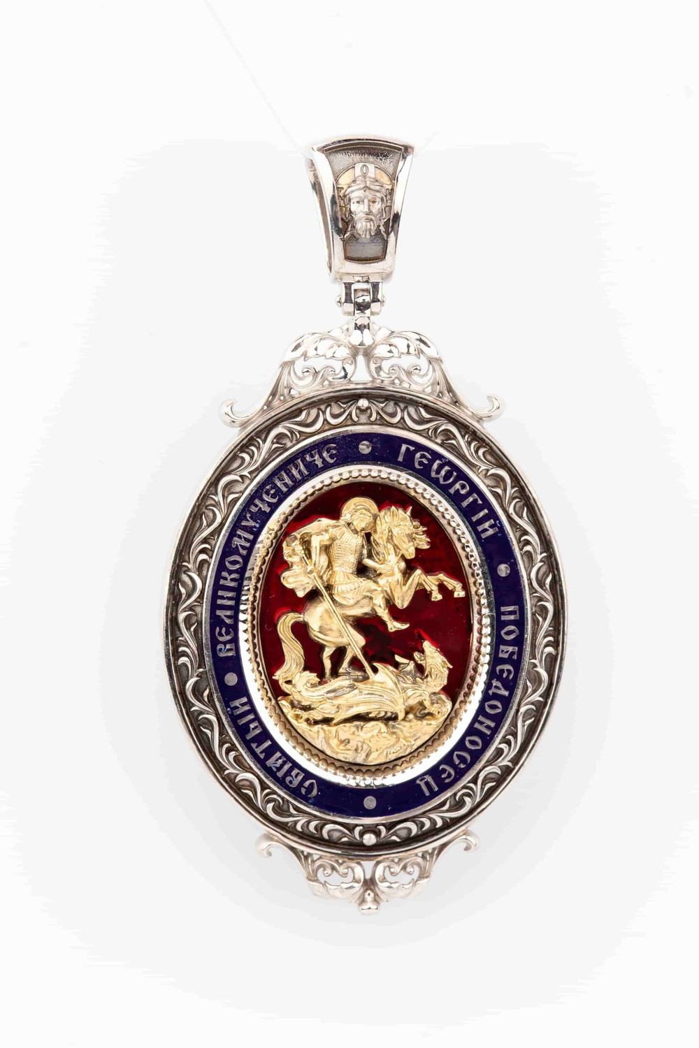 Образок из белого золота c эмаль