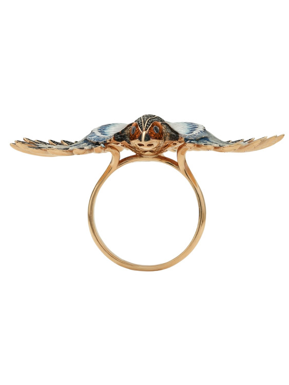 Кольцо из золота c эмалью и фианитом