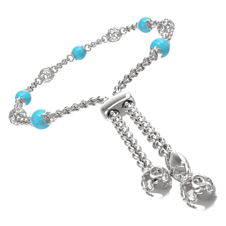 Браслет из белого золота c бирюзой