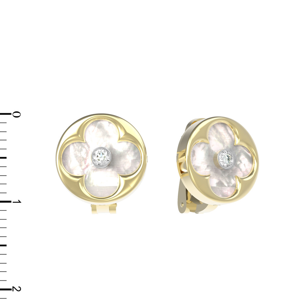 Серьги из лимонного золота c бриллиантами и перламутром