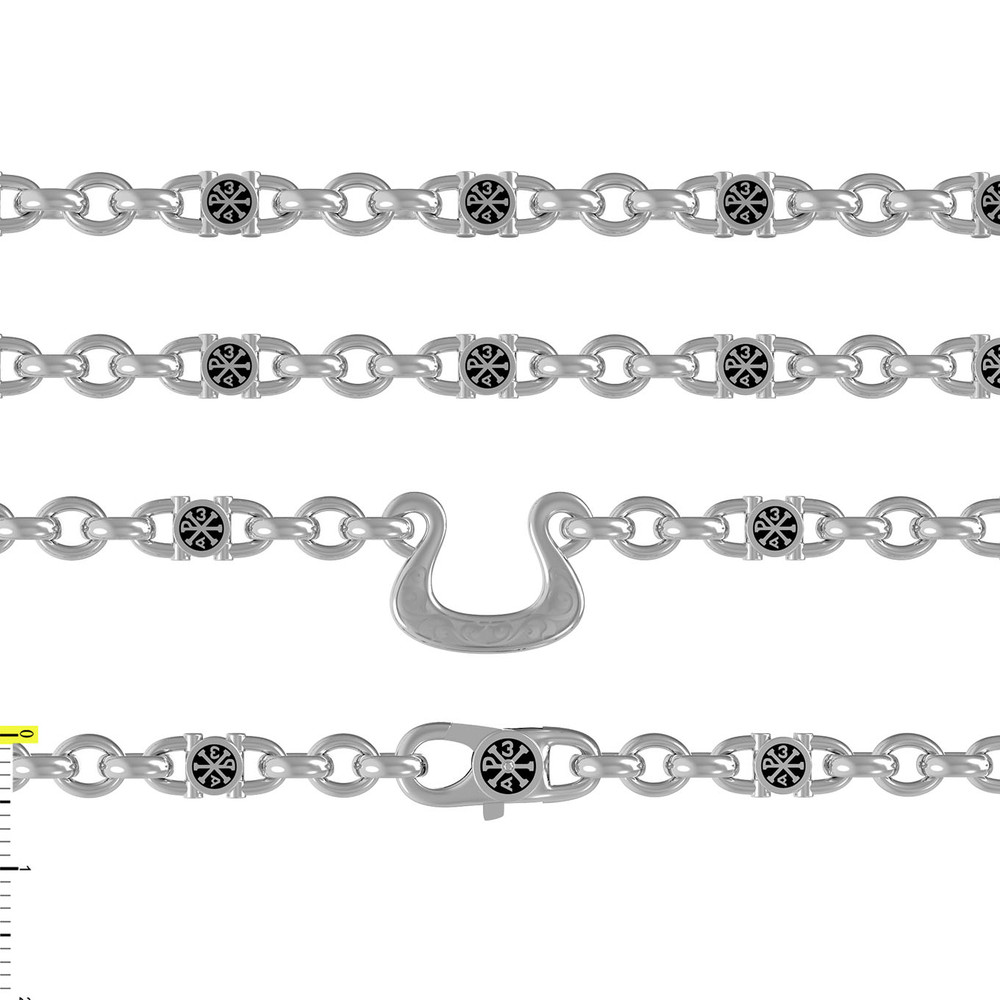 Цепь из белого золота c эмалью