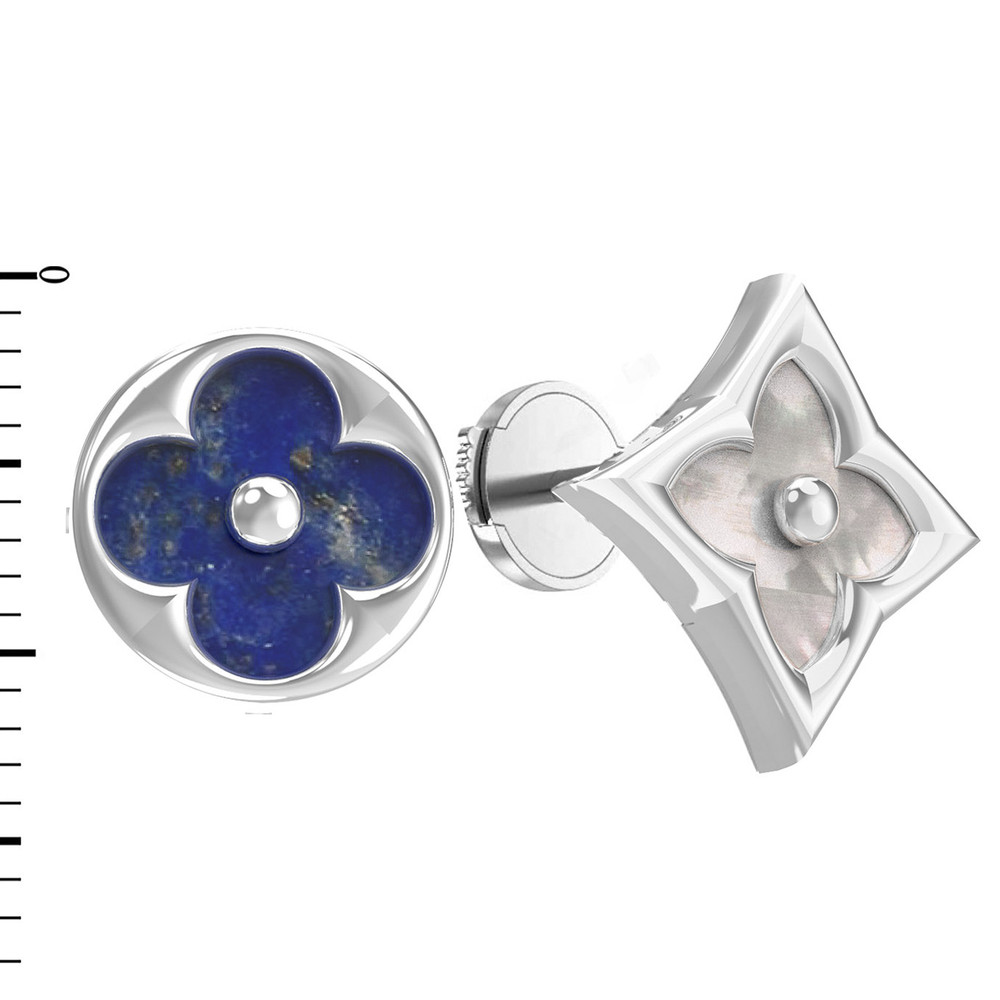 Серьги из белого золота c лазуритом и перламутром