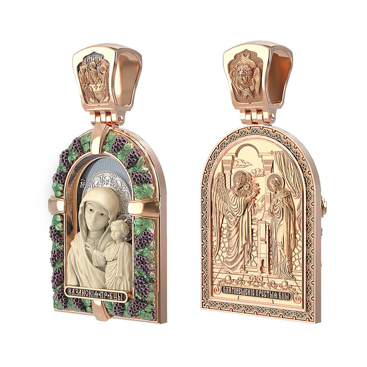 Образок из золота c эмаль и бивнем мамонта