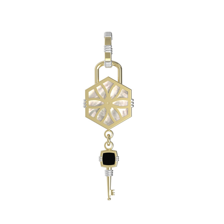 Подвеска из лимонного золота c ониксом и перламутром