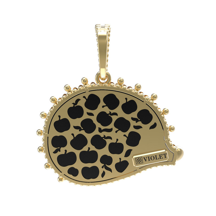 Подвеска из лимонного золота c эмаль , ониксом и перламутром