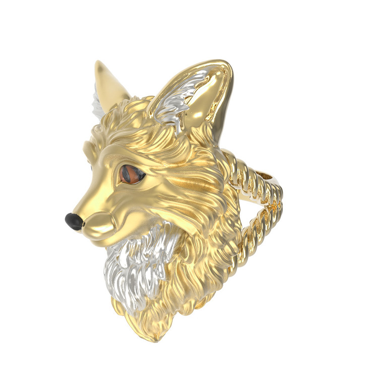 Кольцо из лимонного золота c эмалью