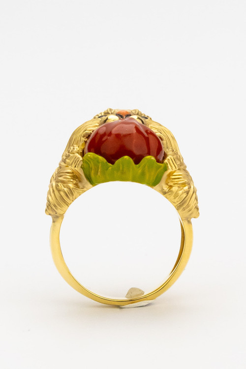 Кольцо из лимонного золота c эмалью