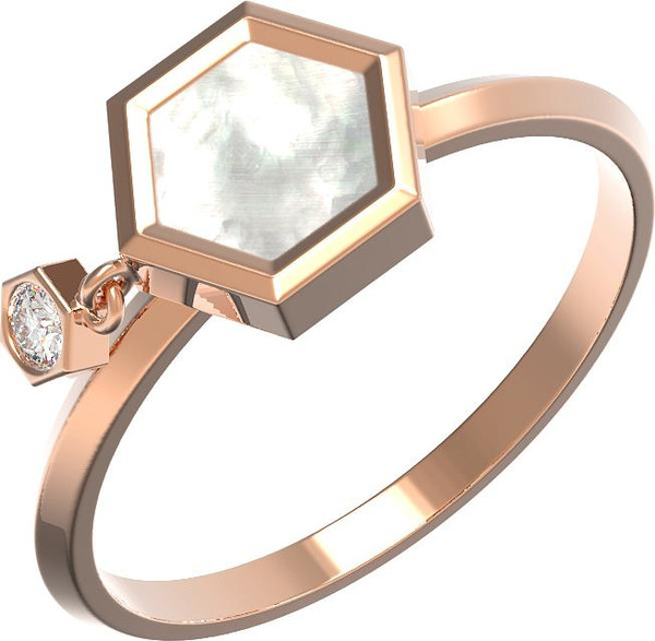 Кольцо из золота c бриллиантами и перламутром