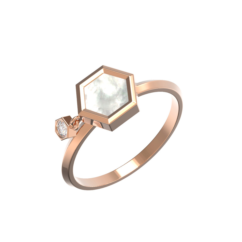 Кольцо из золота c бриллиантами и перламутром