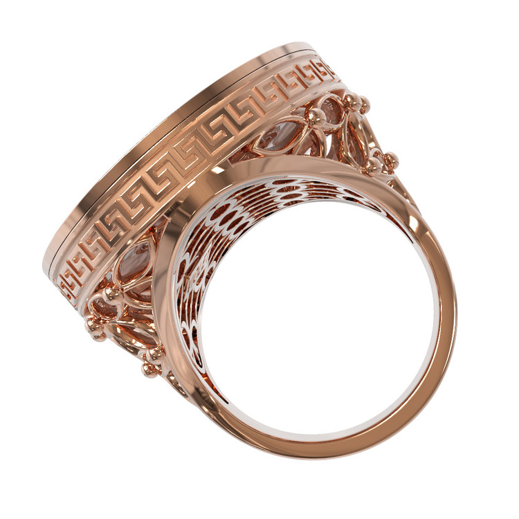 Кольцо из золота c эмалью и перламутром