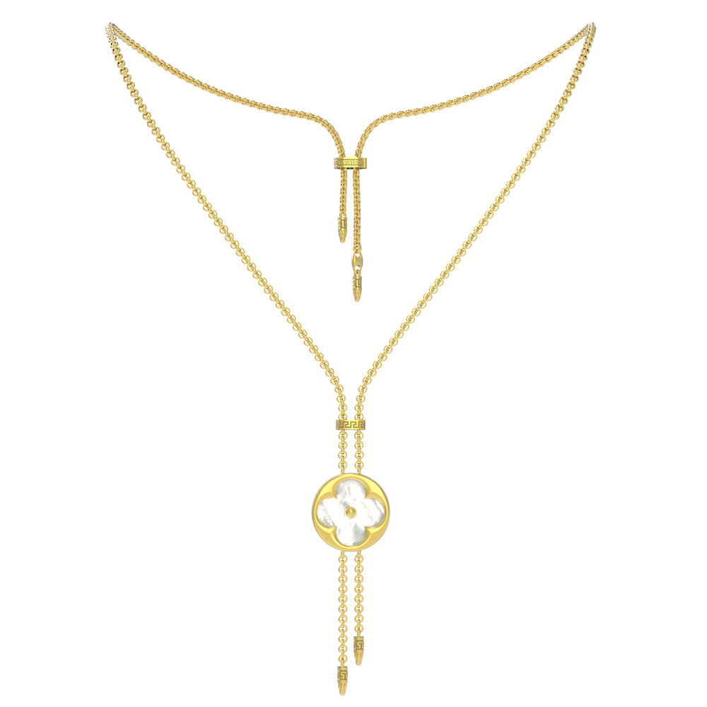 Колье из лимонного золота c лазуритом и перламутром