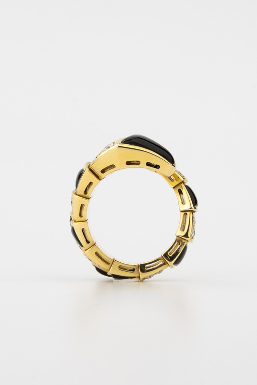 Кольцо из лимонного золота c бриллиантами и ониксом