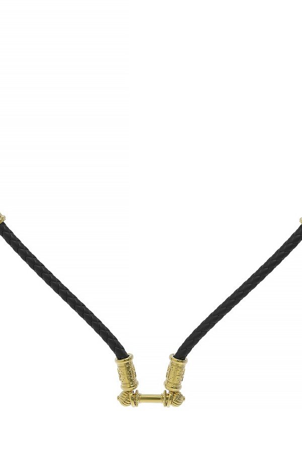 Шнурок кожаный из лимонного золота c кожаным шнурком