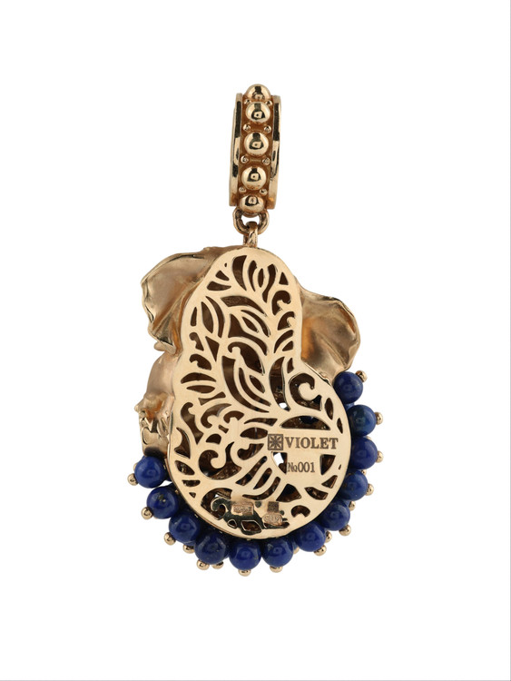 Подвеска из золота c эмалью и лазуритом