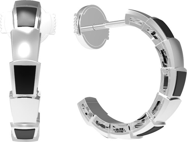 Серьги из белого золота c ониксом