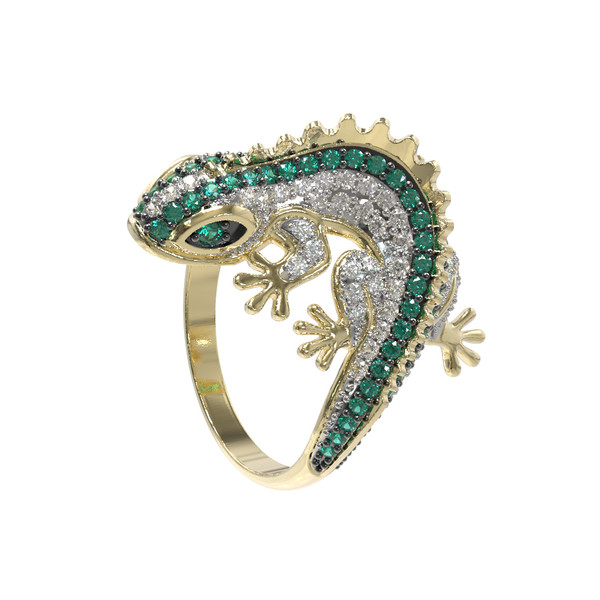 Кольцо из лимонного золота c фианитом