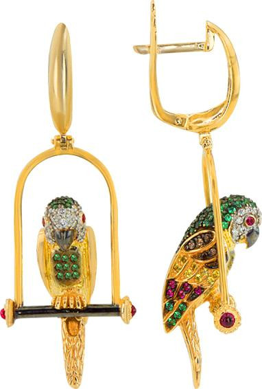 Серьги из лимонного золота c фианитом