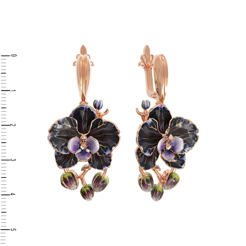 Серьги из золота c эмалью