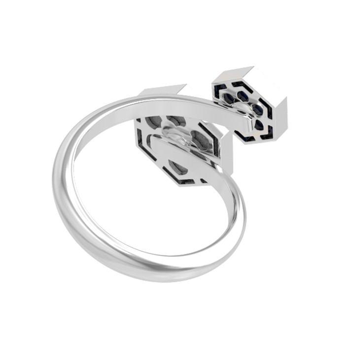 Кольцо из белого золота c лазуритом и перламутром