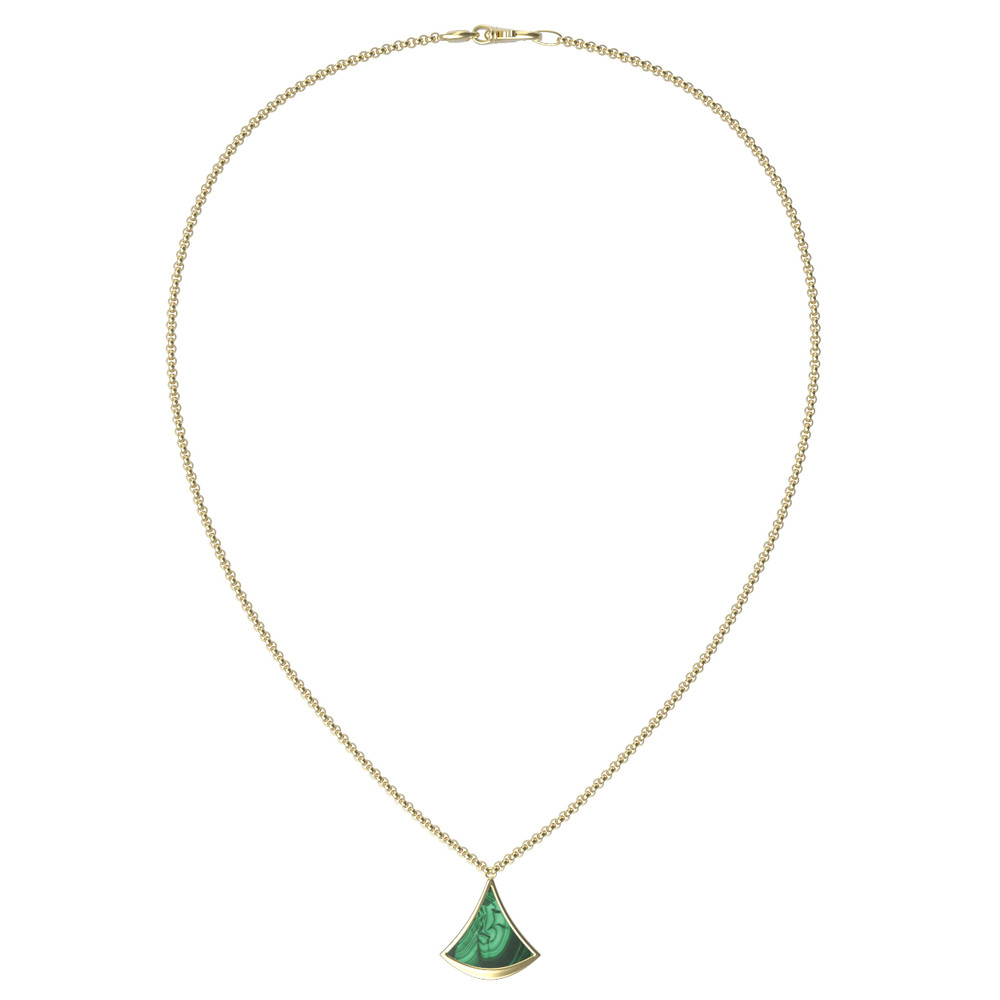 Колье из лимонного золота c малахитом