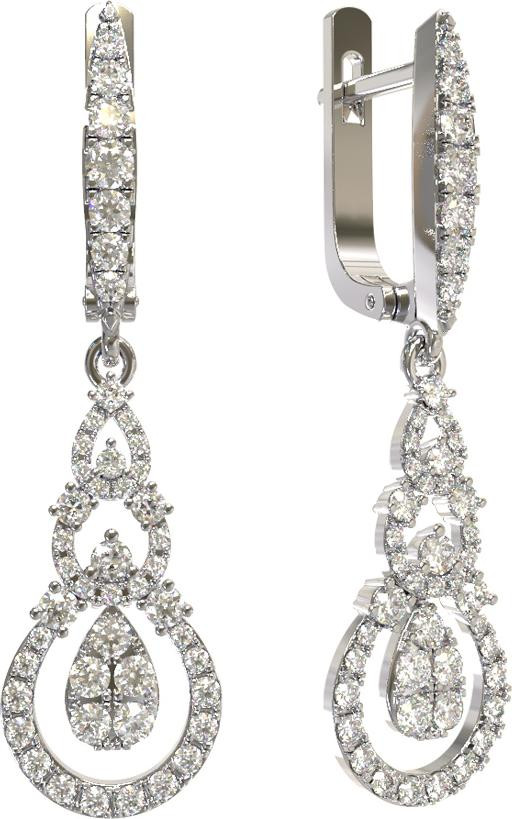 Серьги из белого золота c бриллиантами