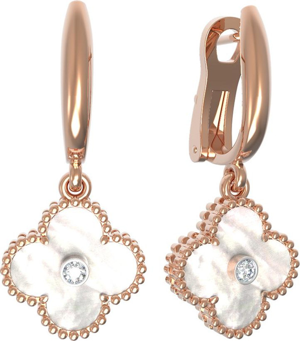 Серьги из золота c бриллиантами и перламутром