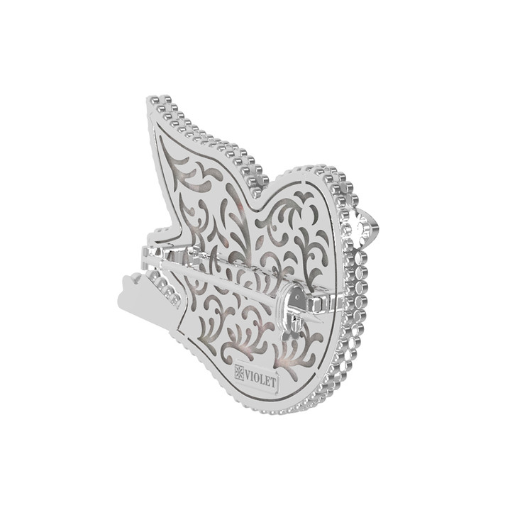 Брошь из белого золота c эмаль и перламутром