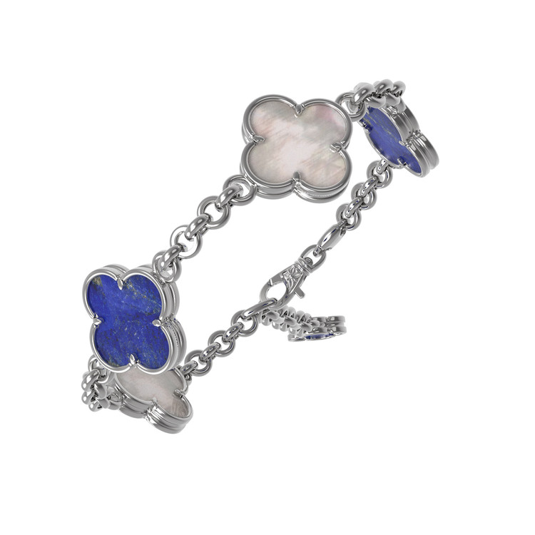 Браслет из белого золота c лазуритом и перламутром