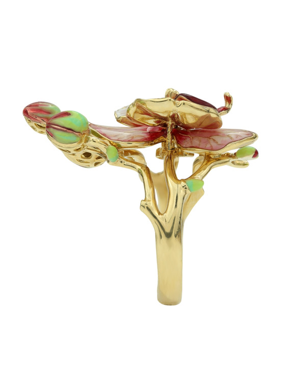 Кольцо из лимонного золота c эмалью