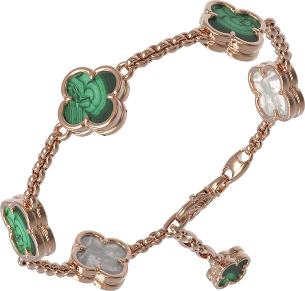 Браслет из золота c малахитом и перламутром