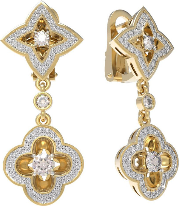 Серьги из лимонного золота c бриллиантами