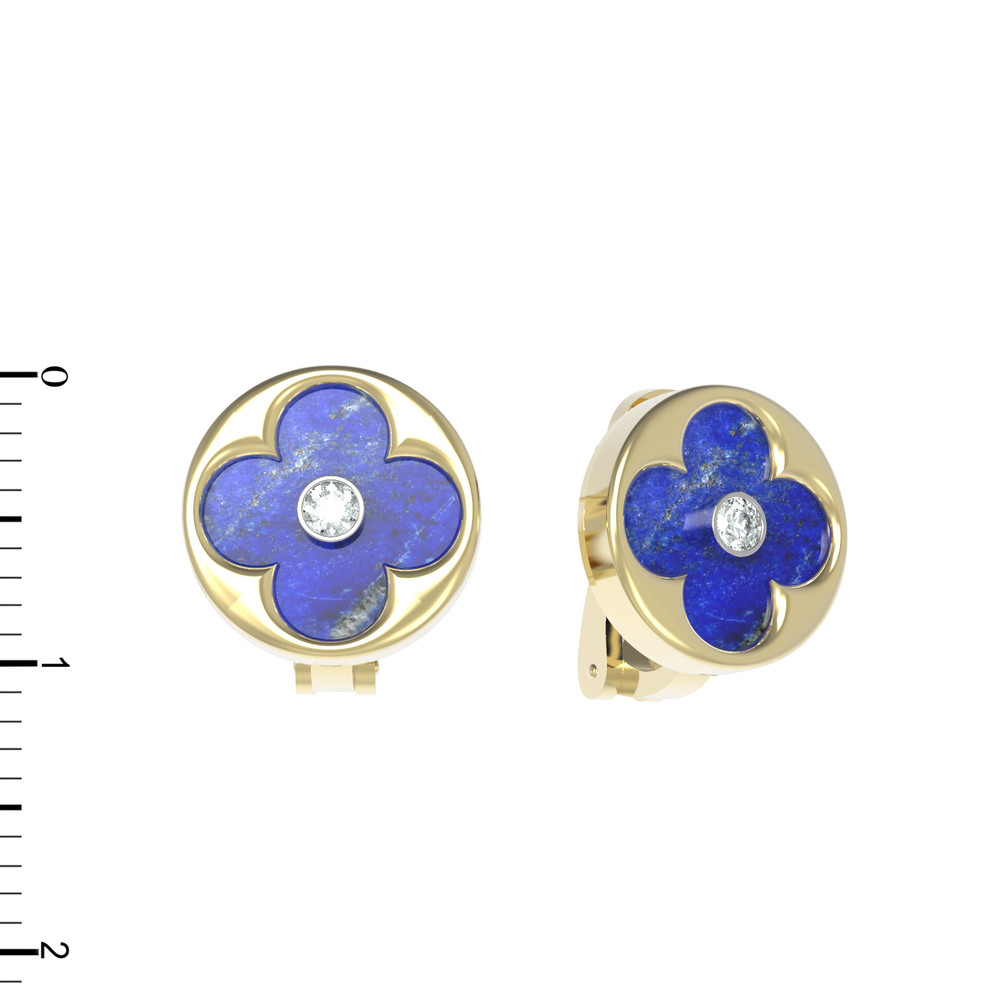 Серьги из лимонного золота c бриллиантами и лазуритом