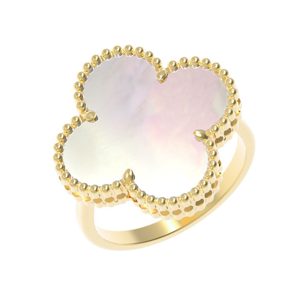 Кольцо из лимонного золота c перламутром