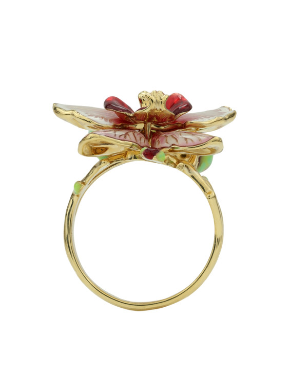 Кольцо из лимонного золота c эмалью