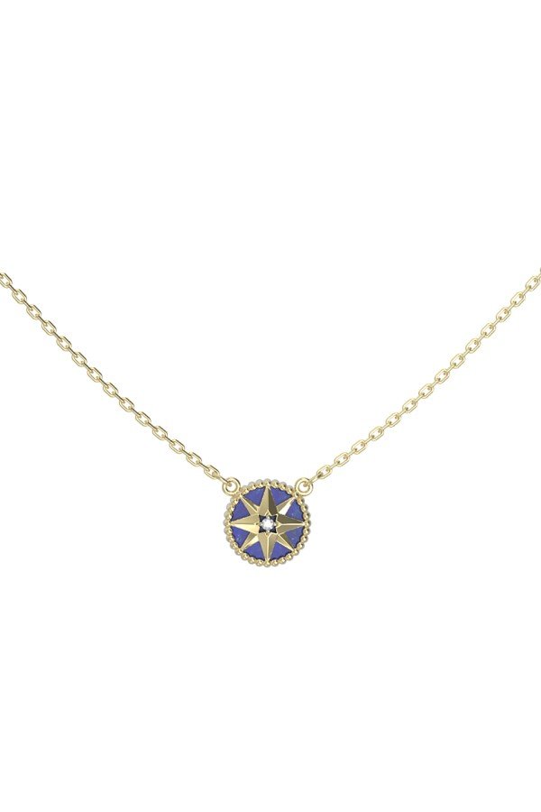 Колье из лимонного золота c бриллиантами и лазуритом