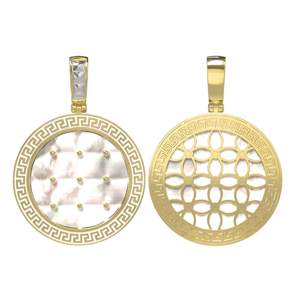 Подвеска из лимонного золота c эмалью и перламутром